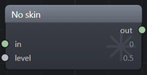 A Flyback module on the canvas, titled No skin, with sockets out, in and level.
