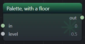 A Flyback module on the canvas, titled Palette, with a floor, with sockets out, in and level.